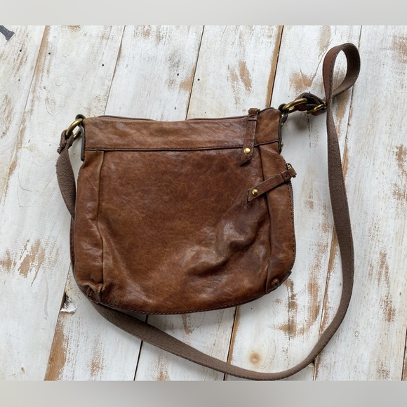 FOSSIL crossbody purse brown distressed leather Vintage boho bag collectible EUC - Picture 4 of 16